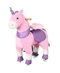 Glintex Ride On Walking Unicorn with Sparkly Horn, Plush Pedal-Powered Ride-On Toy with Pu Wheels for Kids 3-6, Holds 176 lbs, Pink