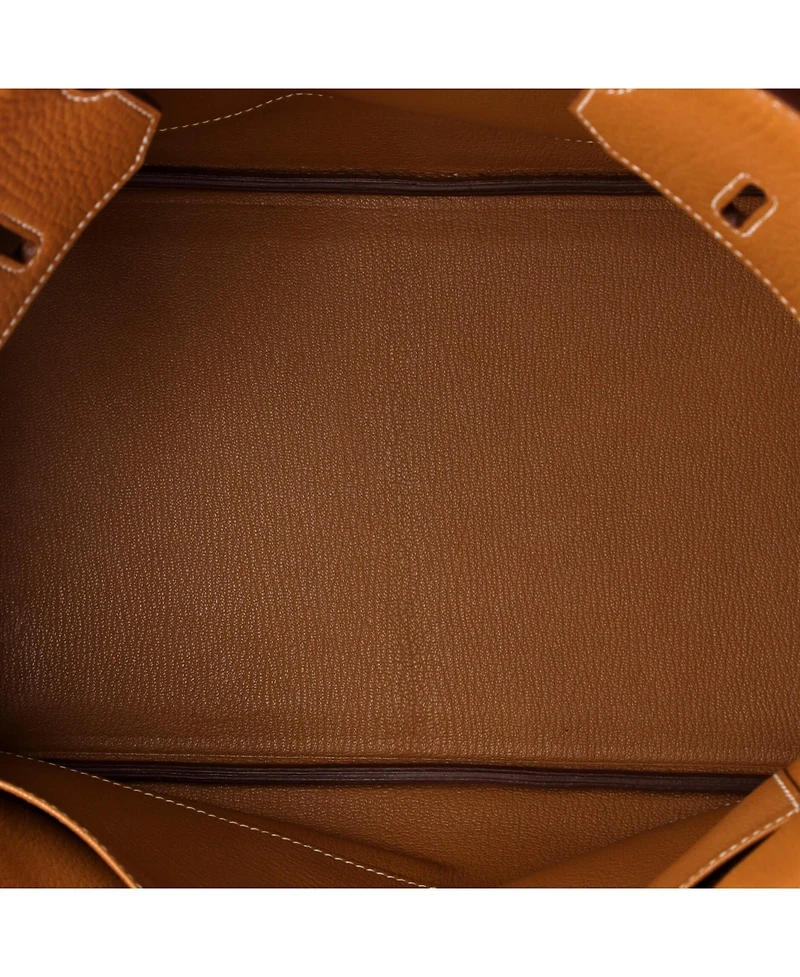 Pre-Owned Hermes Birkin 35 Handbag Brown Fjord with Palladium Hardware