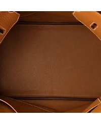 Pre-Owned Hermes Birkin 35 Handbag Brown Fjord with Palladium Hardware