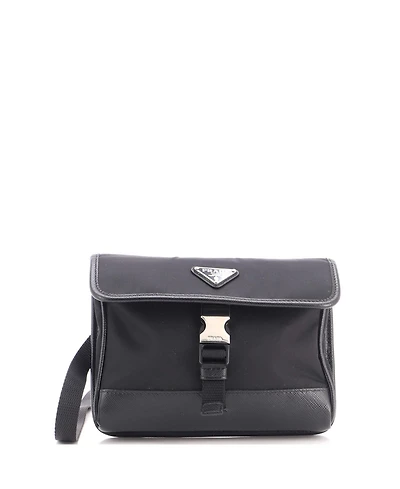 Pre-Owned Prada Small Buckle Flap Crossbody Bag Re-Nylon and Leather