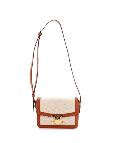 Pre-Owned Celine Teen Triomphe Shoulder Bag Canvas with Leather