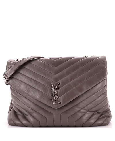 Pre-Owned Saint Laurent Large Loulou Shoulder Bag Matelasse Chevron Leather