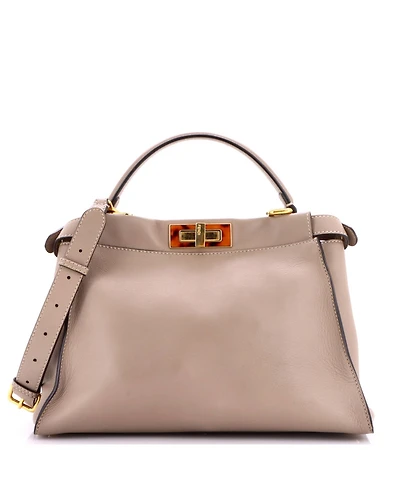 Pre-Owned Fendi Peekaboo Leather Tortoise-Detail Satchel