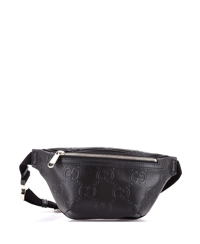 Pre-Owned Gucci Small Gg Embossed Perforated-Leather Adjustable-Strap Belt Bag