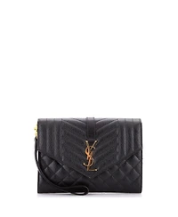 Pre-Owned Saint Laurent Classic Monogram Envelope Wristlet Clutch Mixed Matelasse Leather
