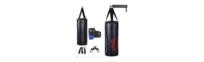 Glintex Punching Bag Set, 5-Piece 40 lb Filled Boxing Kit with Pu Heavy Bag, Gloves, Jump Rope, Hanging Hook and Carry Backpack