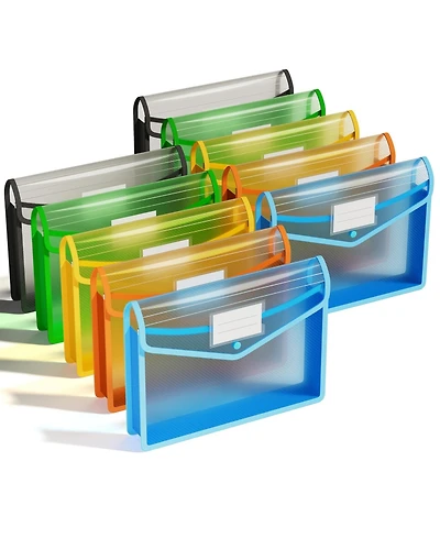 Danrong Transparent Plastic Expanding File Folders Snap Closure Large Capacity Sturdy Document Organizers