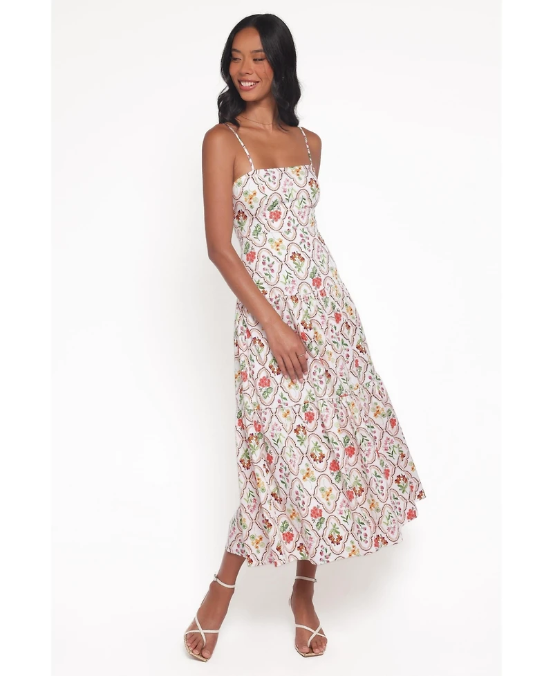 Petal and Pup Women's Botanique Floral-Print A-Line Square Neck Midi Dress