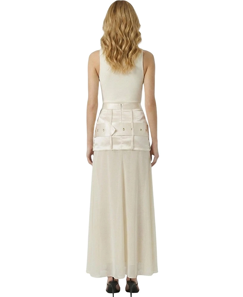 Modenaire Women's High-Waisted Sheer Maxi Skirt