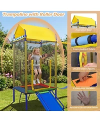 Glintex 5-in-1 Backyard Playset with 40 in Trampoline, Slide, Swing Set, 330 lb Capacity, Ages 8+