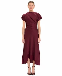 Maggy London Women's Bindi Cap-Sleeve Boat-Neck A-Line Midi Dress