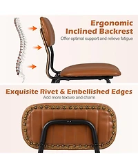 Mecale Set of 2 Modern Dining Chairs with Ergonomic Back Metal Legs Exquisite Rivet and Embellished Edges