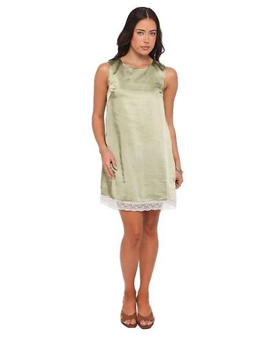 Petal and Pup Women's Gretel High-Neckline Lace-Trim Mini Dress