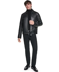 Karl Lagerfeld Paris Men's Collared Leather Jacket