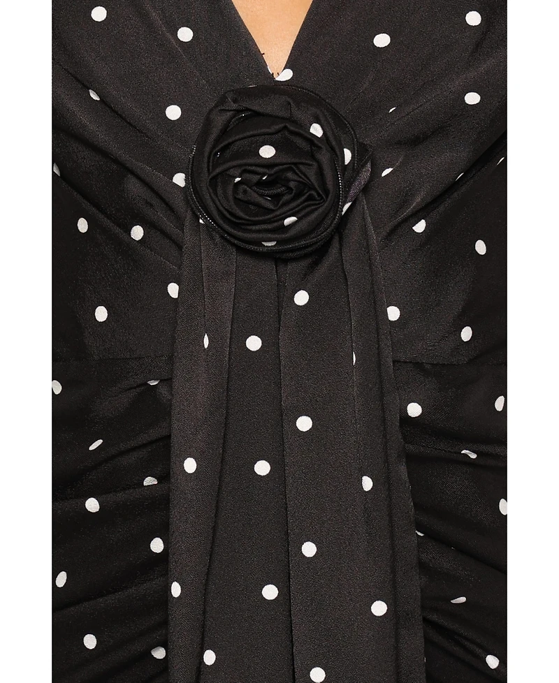 Petal and Pup Women's Eluna V-Neck Polka-Dot A-Line Midi Dress