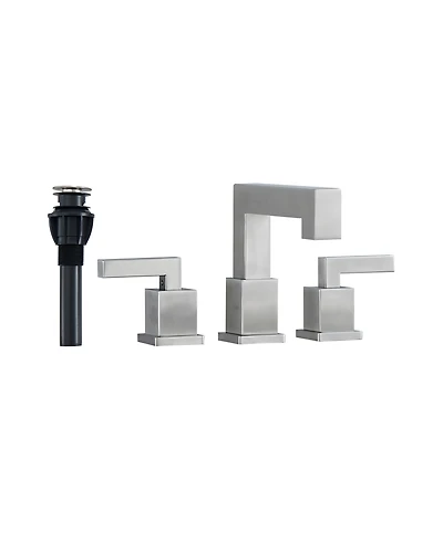 Thirtypeachy Widespread Bathroom Sink Faucet, 2-Handle Modern Deck Mount with Pop-Up Drain and Supply Hoses for 3-Hole Vanity Sink