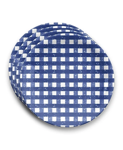 Abode Homewares Homemade Navy Melamine Gingham Dinner Plates, Set of 4