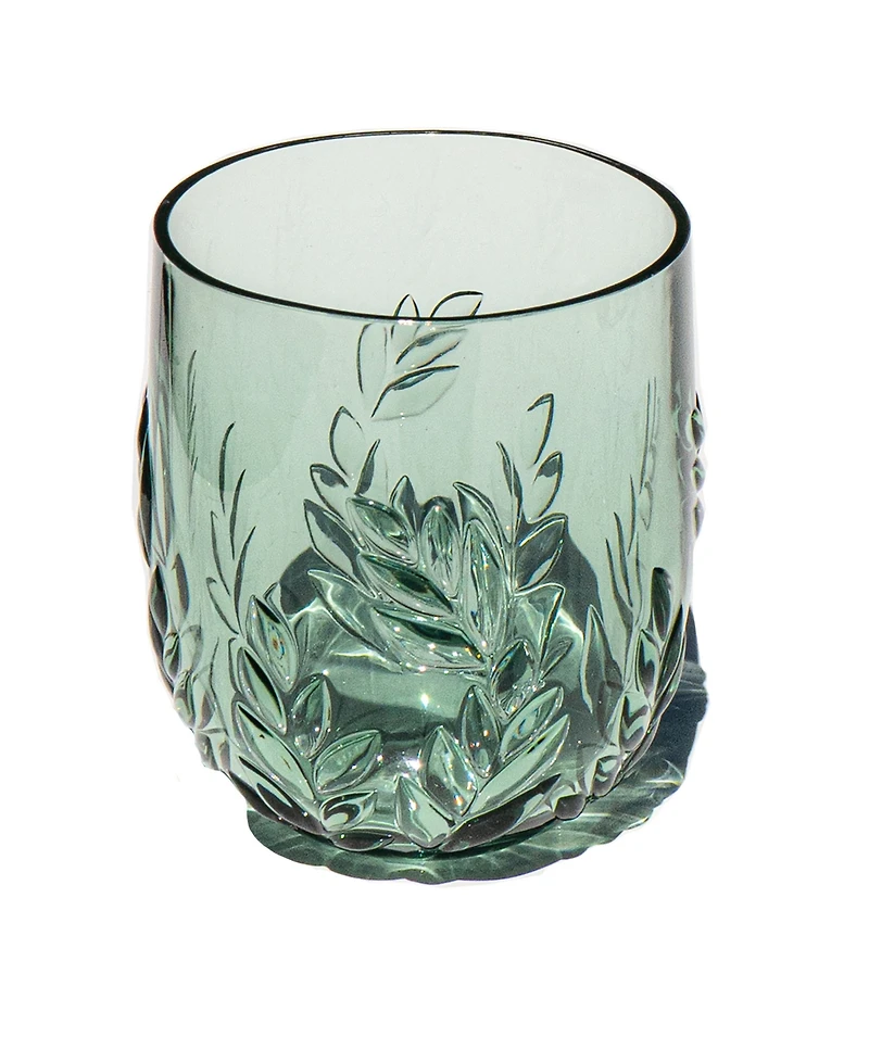 Abode Homewares Embossed Leaf Acrylic Stemless Wine Glasses, Set of 6