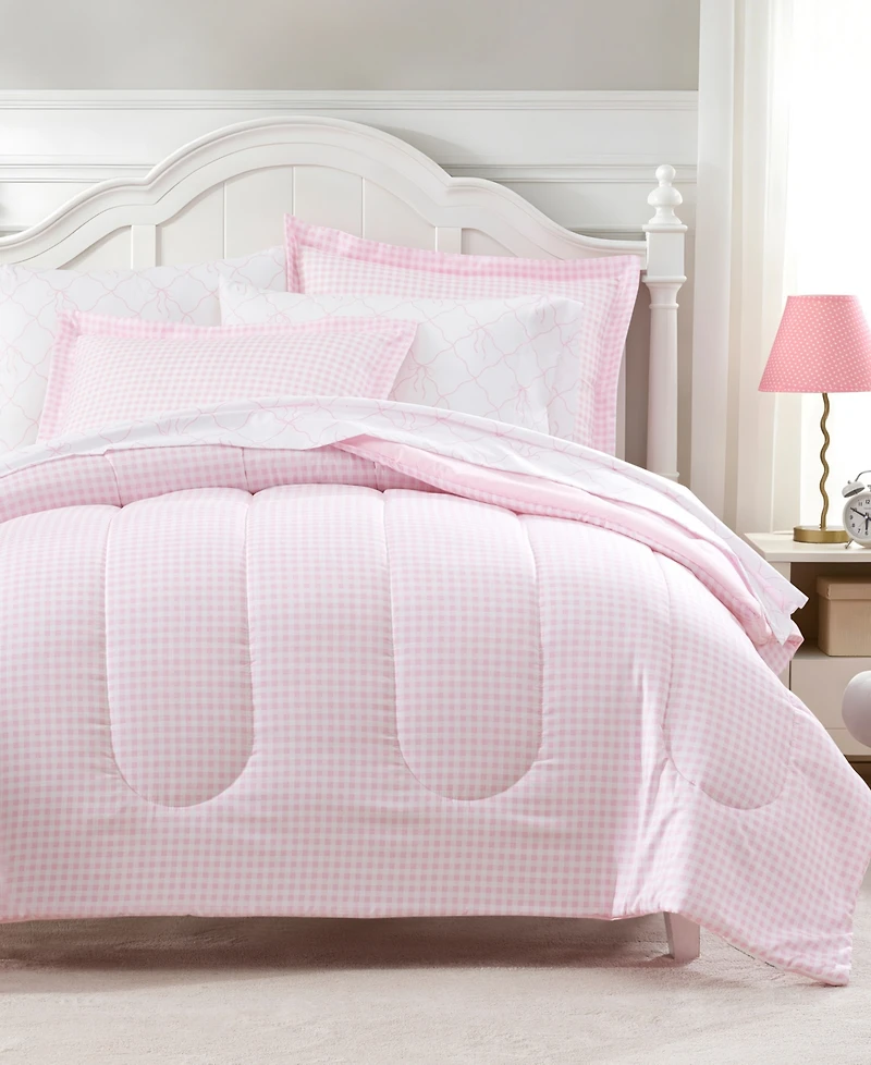Dream Factory Checkered Bows -Piece Comforter Set