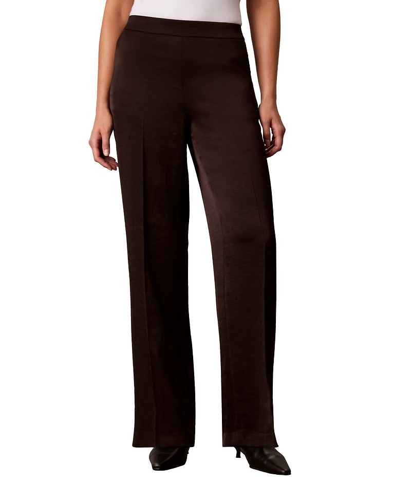 Calvin Klein Women's Pull-On Wide-Leg Satin Pants