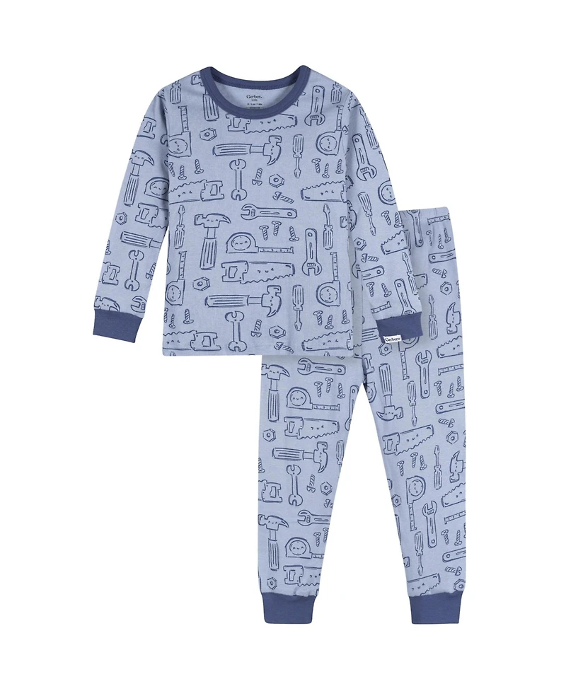 Gerber Toddler Boys' 2T-5T Hungry Pelican Long-Sleeve Cotton Top and Pants, 2-Piece Set