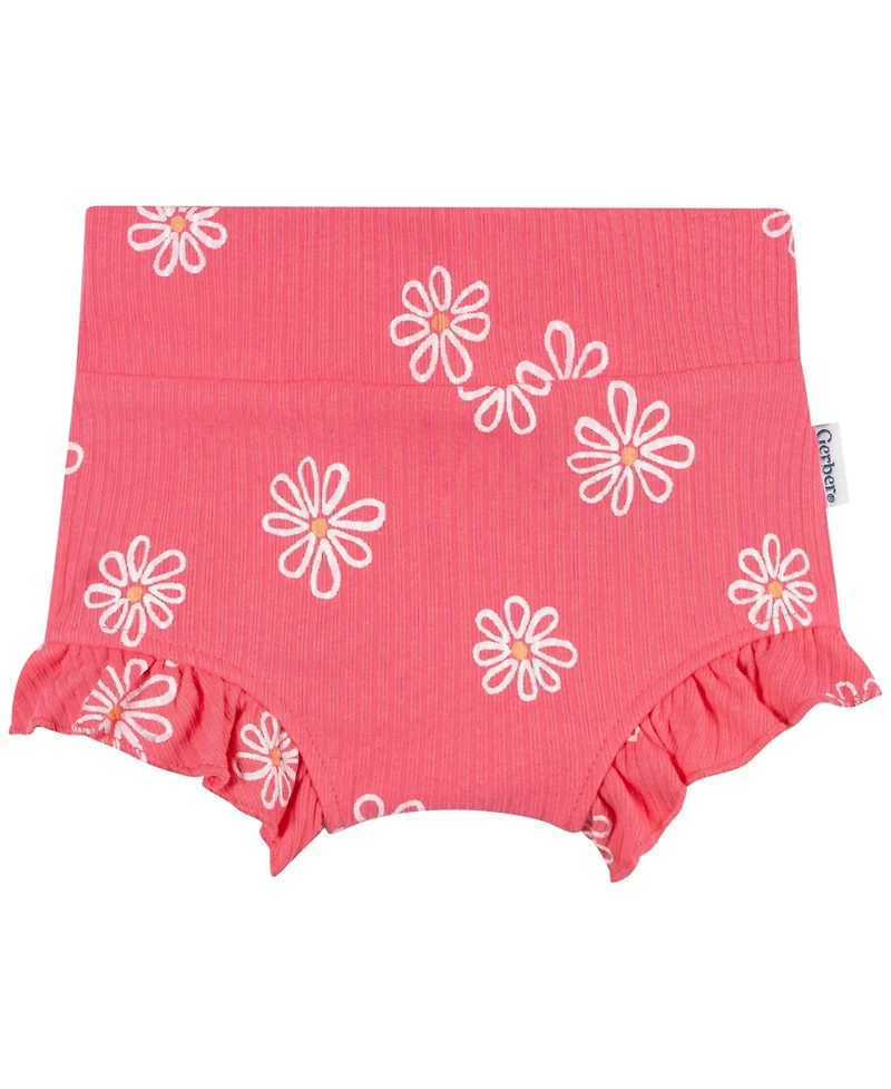 Gerber Baby Girls' Bubble Ruffle-Hem Shorts, 3-Piece Set