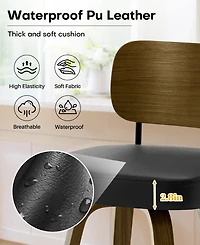 Bekrvio 26" Swivel Bar Stool, Faux Leather with Bentwood Frame and Footrest, Counter Height for Kitchen Island