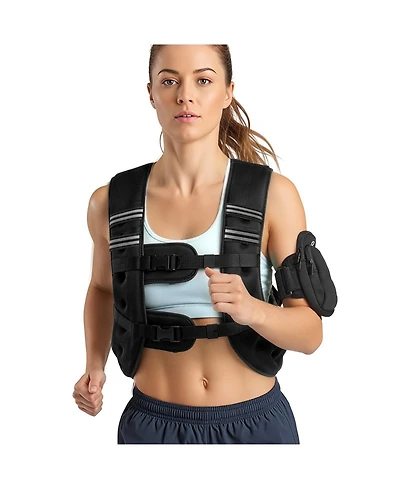 Sugift 25 Lbs Adjustable Weighted Vest with Reflective Stripe and Neoprene Shell for Strength Work