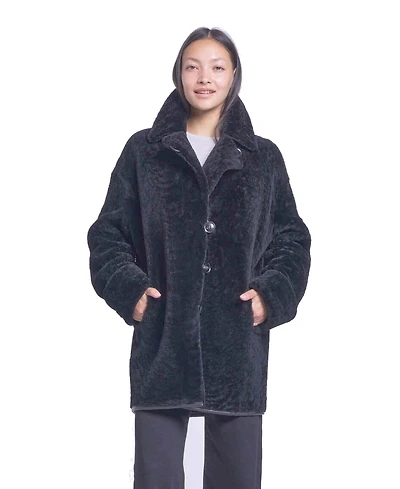 Blue Duck Women's Reversible Oversized Genuine Shearling Coat