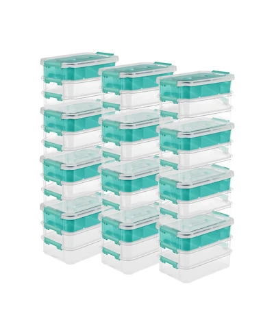 Sterilite Convenient Home 3-Tiered Stacking Carry Storage Box, Clear (12 Pack)