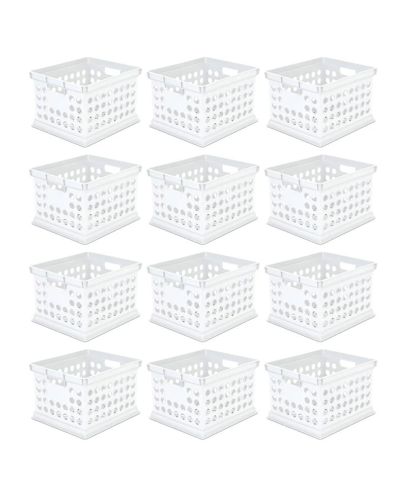 Sterilite Stackable Plastic Storage Open Crate Bin Organizer Box, White
