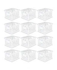 Sterilite Stackable Plastic Storage Open Crate Bin Organizer Box, White