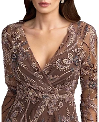 Mac Duggal Women's Floral-Print Embroidered A-Line Dress