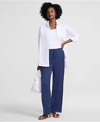 Lands' End Women's Creaseless Silky High Rise Wide Leg Drawstring Pants