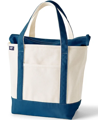 Lands' End Medium 5 Pocket Zip Top Canvas Tote Bag