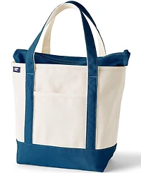 Lands' End Medium 5 Pocket Zip Top Canvas Tote Bag