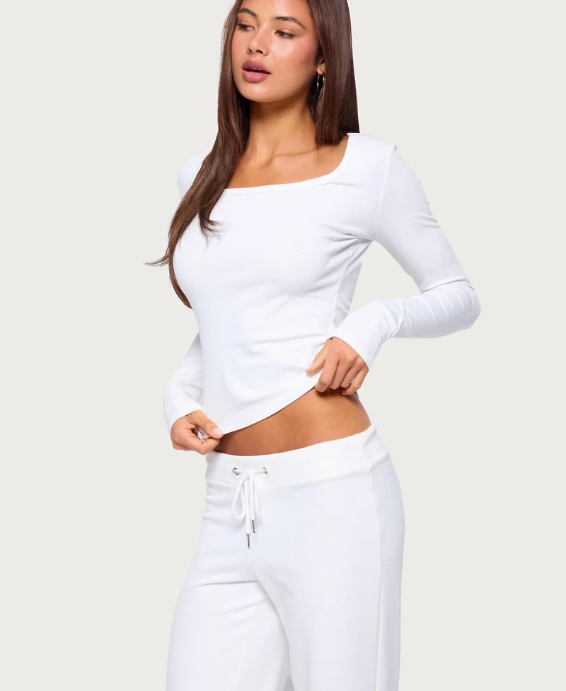 Edikted Women's Flossy Ribbed Long Sleeve T Shirt