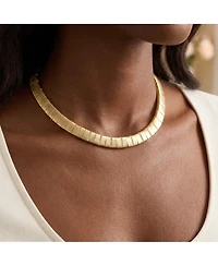 14k Gold Plated Flattened Bar Herringbone Necklace