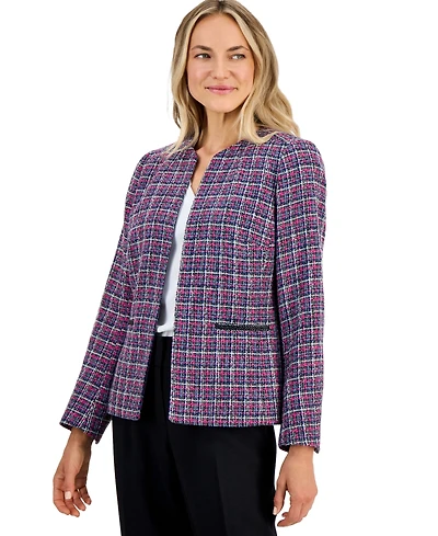 Kasper Petite Open-Front Collarless Sweater