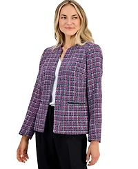 Kasper Petite Open-Front Collarless Sweater