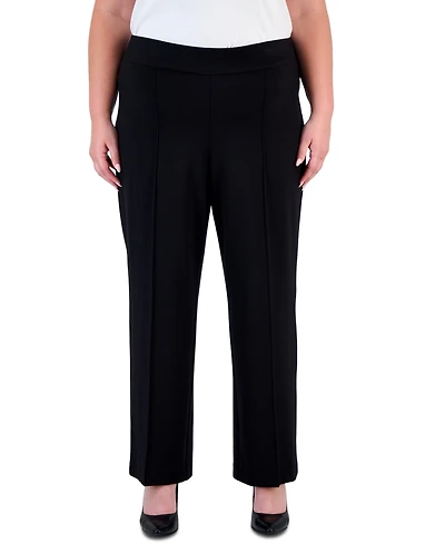 Jones New York Plus Pull On Pintuck Trouser: Serenity Knit Wide-Leg Pants
