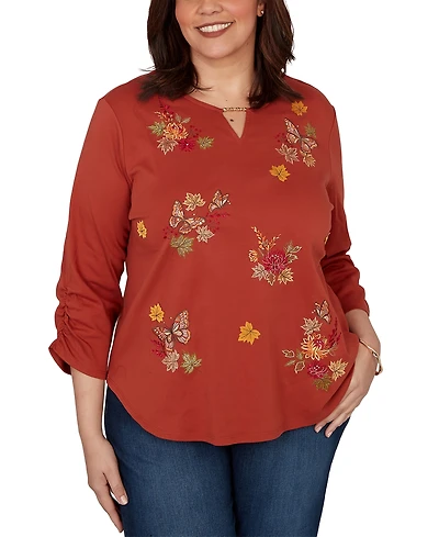 Alfred Dunner Plus Tossed Floral Butterfly Top