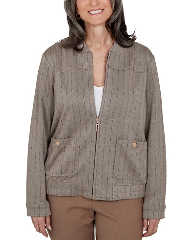 Alfred Dunner Women's Stripe Bomber Jacket