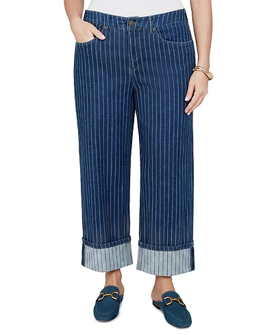Ruby Rd. Plus Size Pinstripe Wide Cuff Denim Jean