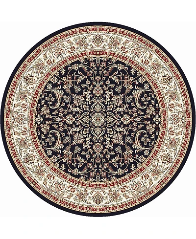 Closeout! Km Home 1318/1526/Black Navelli Black 5'3" x 5'3" Round Area Rug