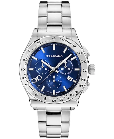 Ferragamo Men's Silver Stainless Steel Bracelet Watch, 42mm