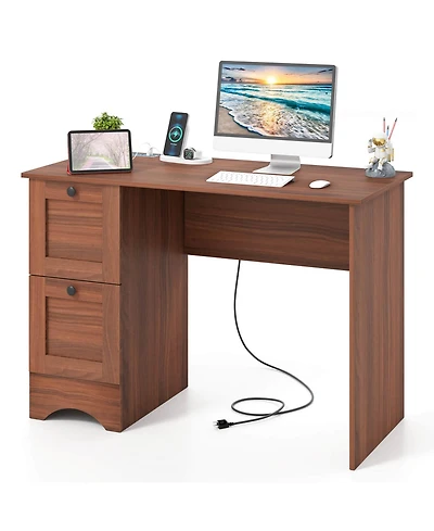 Vintage Computer Desk Home Office Study Table Spacious Workstation w/ 3 Drawers