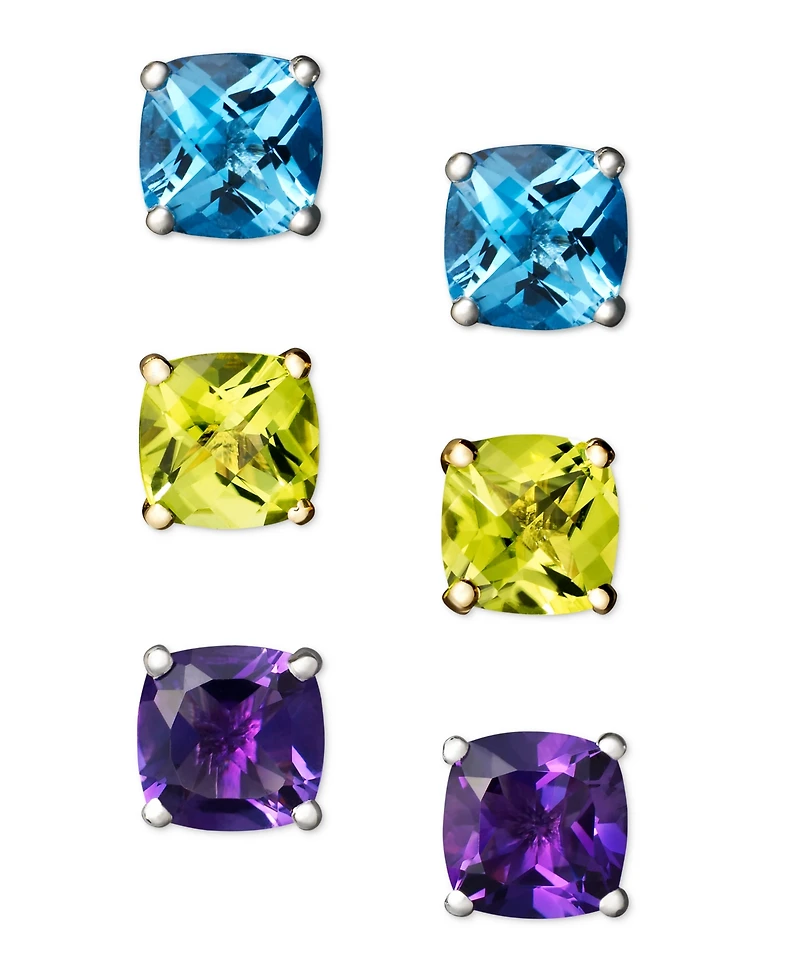 Amethyst (1-3/4 ct. t.w.) Cushion Stud Earrings 14k white gold (Also Available Peridot, Garnet, Citrine and Blue Topaz)