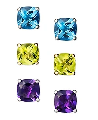 Amethyst (1-3/4 ct. t.w.) Cushion Stud Earrings 14k white gold (Also Available Peridot, Garnet, Citrine and Blue Topaz)