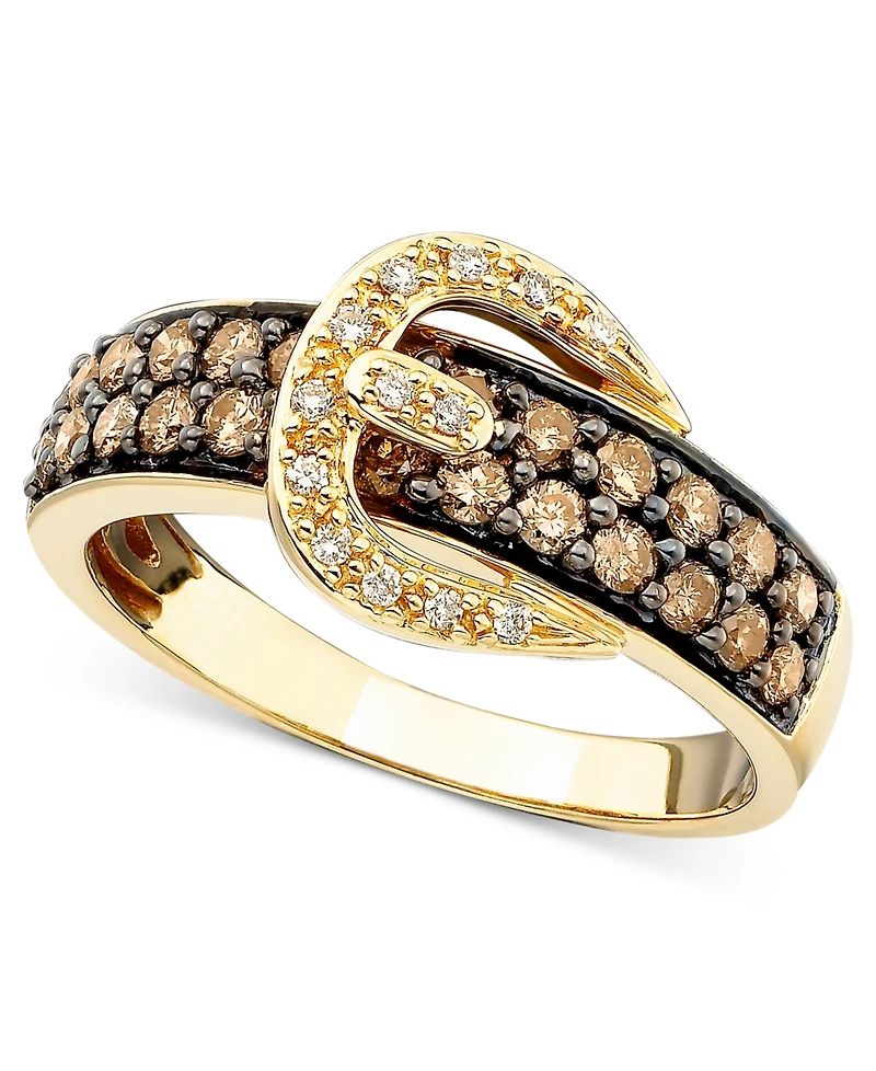 Le Vian Chocolate Diamond (3/4 ct. t.w.) and White Diamond Accent Buckle Ring in 14k Gold